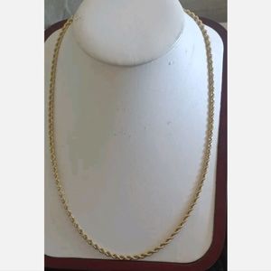 10k real yellow gold diamond cut rope neckchain